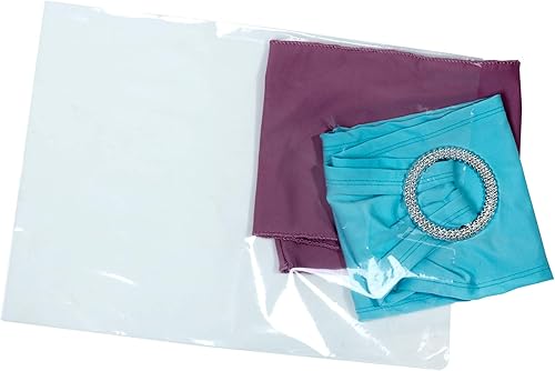 Miniatura 7 de InfinitePack - 100 bolsas de mercancía transparentes sin imprimir con asas troqueladas, bolsas de plástico reutilizables para ferias comerciales,