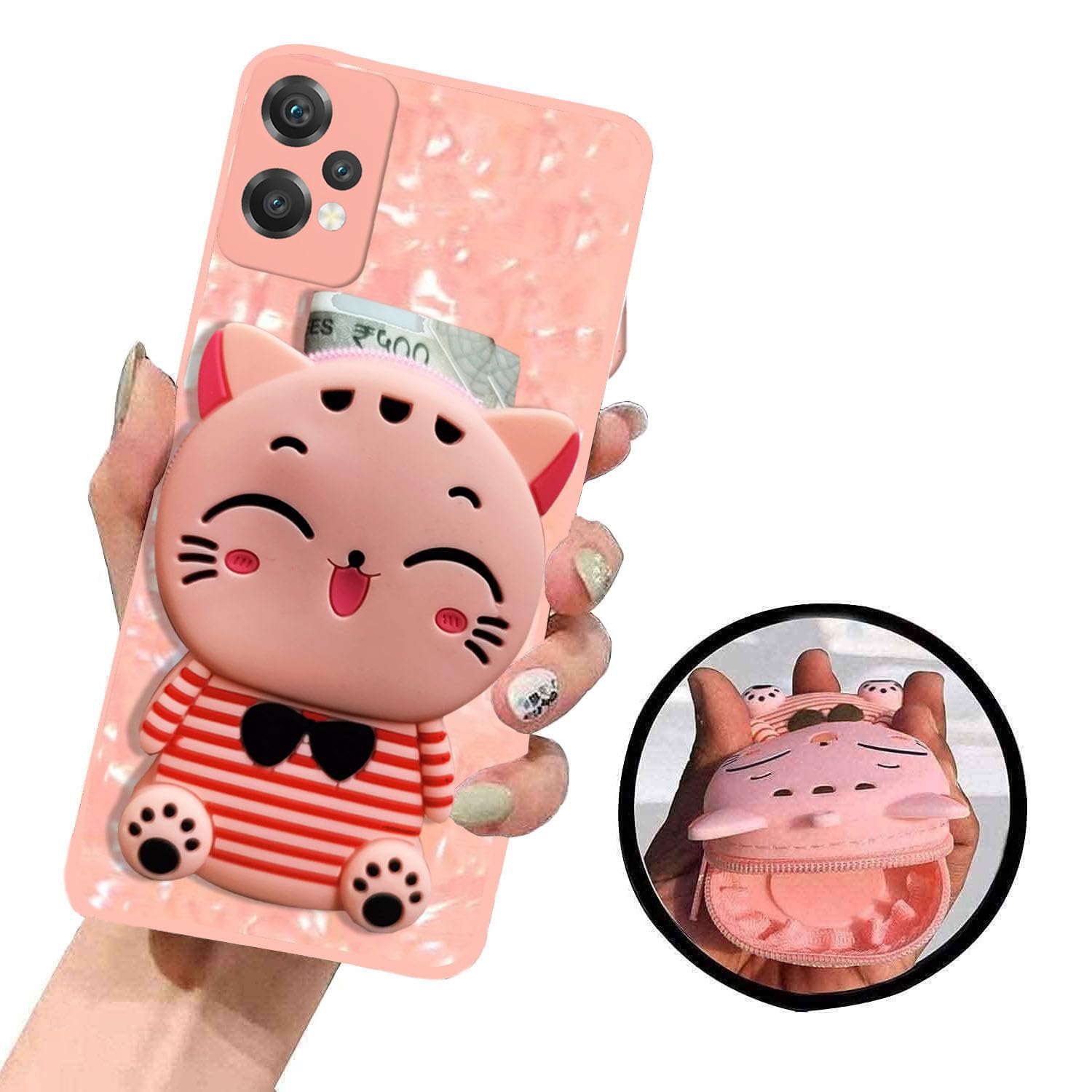 KC Back Cover for Oneplus Nord CE 2 Lite 5G, Cute Cartoon Lucky Cat Stripe Kitten with Purse Soft Bumper Silicone Shockproof Case (Pink) (B0BP6JYN6G) Amazon Price History, Amazon Price Tracker
