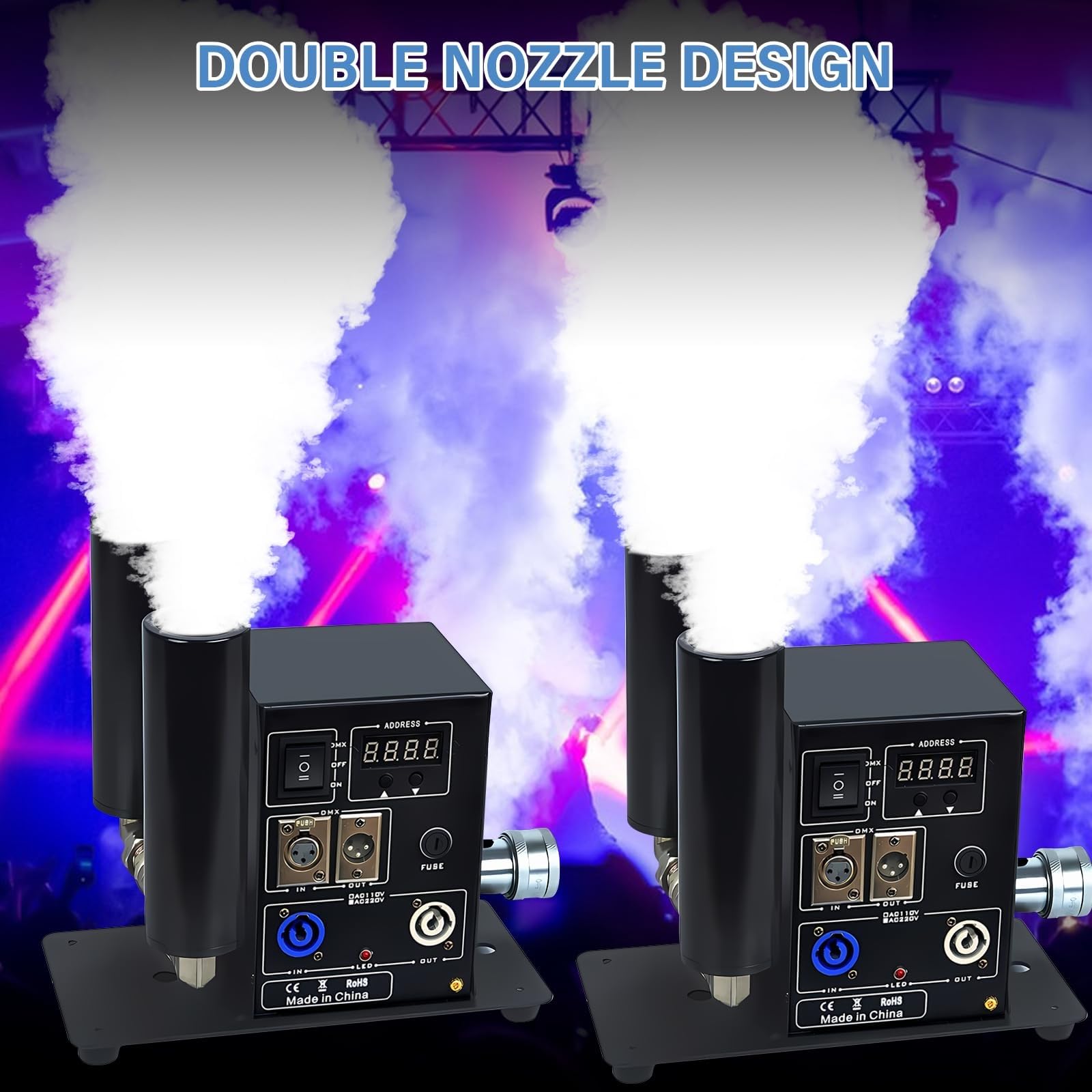 Doppelrohr CO2-Jet Machine Nebelmaschine,Professionelle Gas Nebelmaschine CO2 mit 6m-Schlauch,Einstellbarem Winkel und 5–6 m Strahlhöhe für DJ-Konzerte,Partys,Geburtstage und Hochzeiten