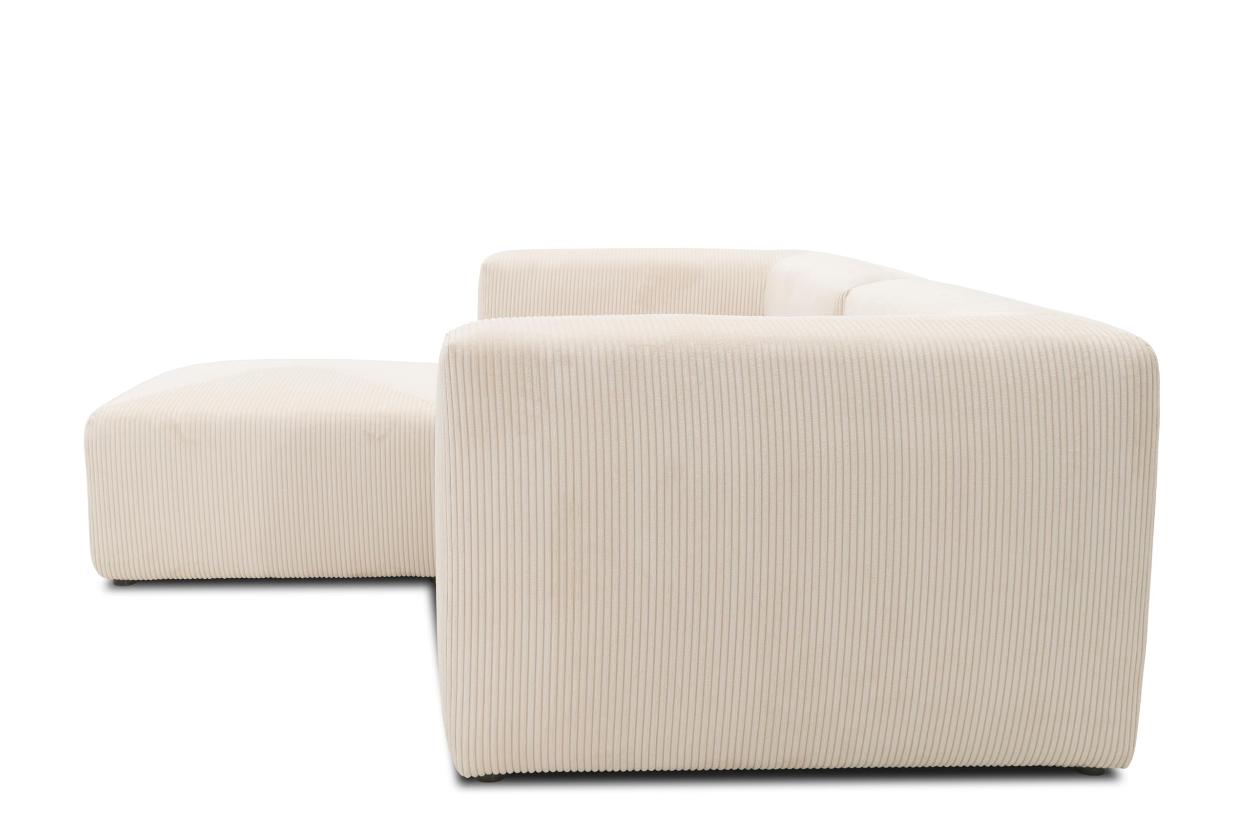 DOMO. collection Malia Canapé d'angle modulable en Velours côtelé en Forme de L composé de 2 fauteuils d'angle et 1 Tabouret rembourré, canapé modulaire, 3 éléments rembourrés, canapé d'angle, 216 x