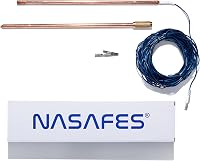 nasafes Portable Copper Grounding Rod Kit for Generator & Electric Fence - 24" Rod + 65FT Wire w/ Alligator Clip, Plug & Play