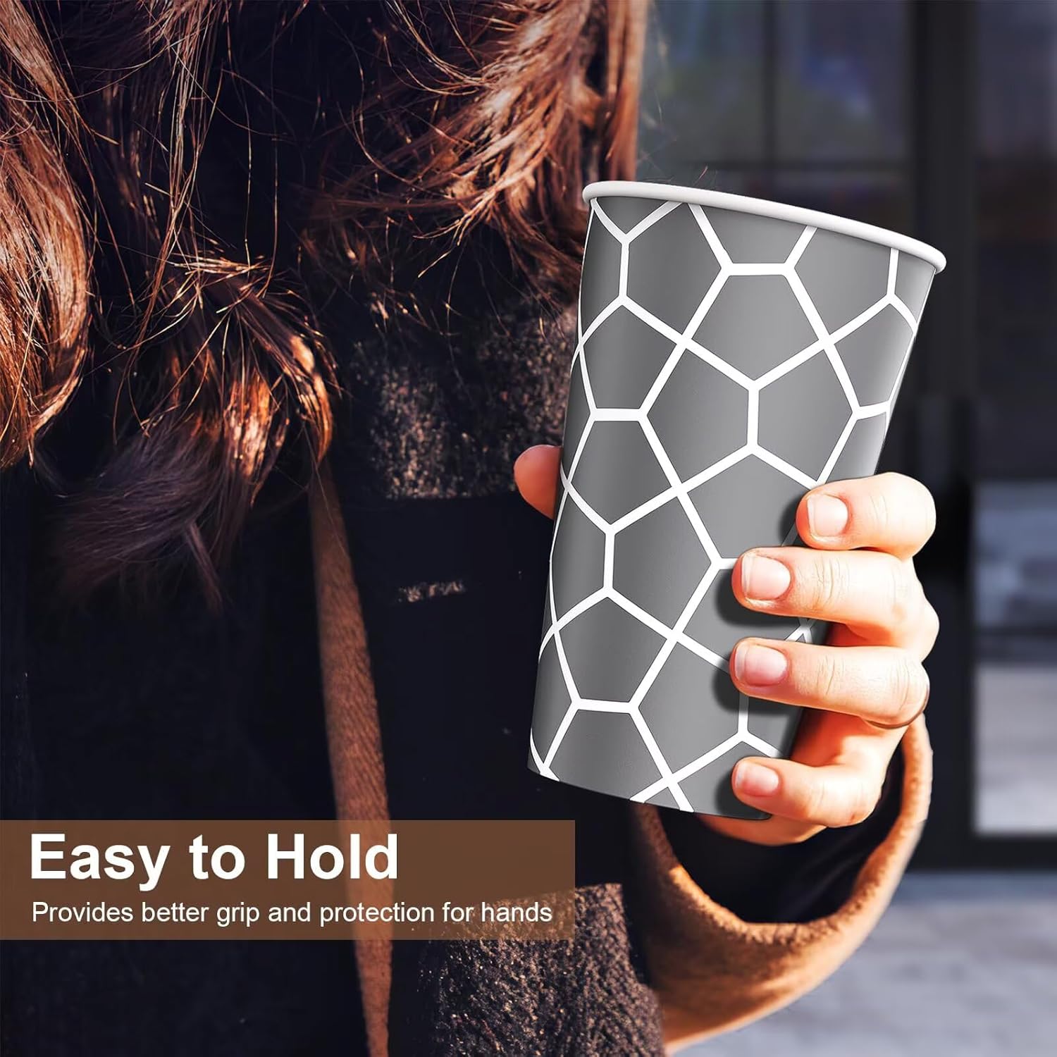 16 oz Coffee Cups 180 Pack, Disposable Coffee Cups Hot Paper Cups 16 oz, Insulated Paper Coffee Cup for Hot Cold Drinks - Image 7