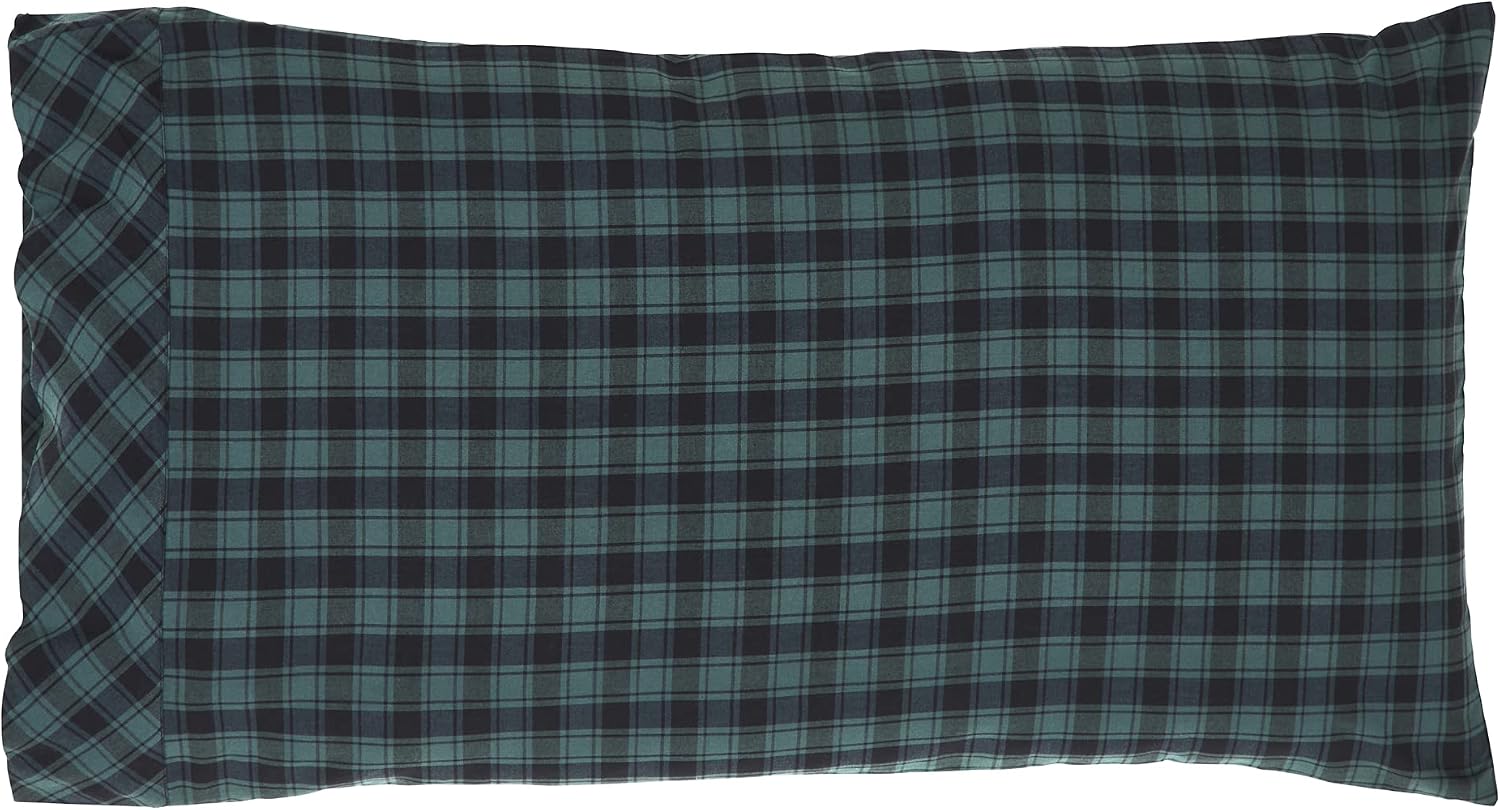VHC Brands, Pine Grove Plaid King Pillowcase, Green, 21x40, Set of 2