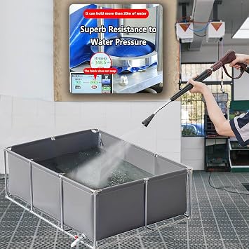 Aquaculture Water Tank Cistern,Large Pool Pond,Canvas Fish Pond With Support, Temporary Holding Viewing Koi Fish Portable Pond,Water Storage Pool Black(1×1×0.8m)