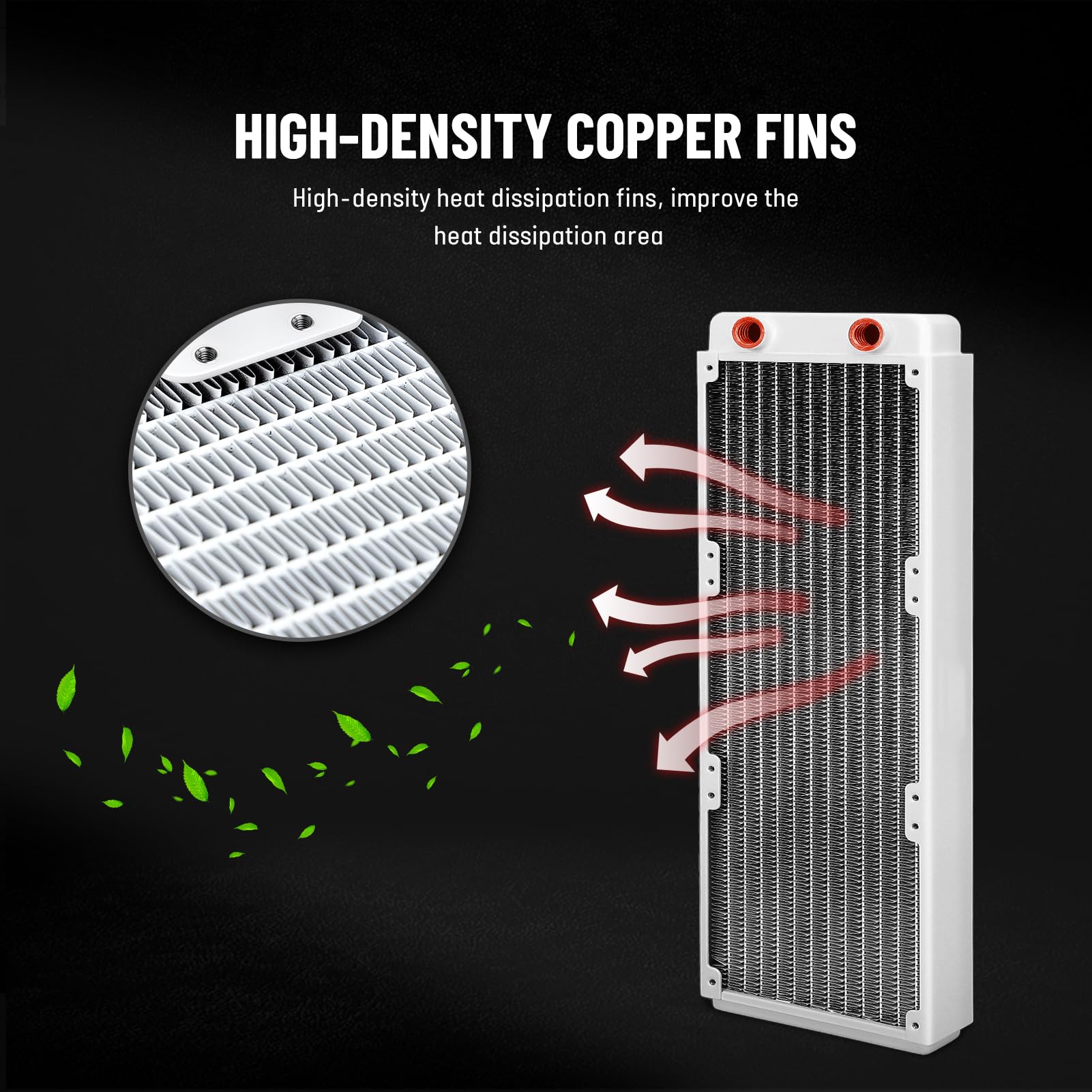 Diyeeni 360 mm Radiatore, CPU di rame scambiatore di calore con filettatura 1/4", 12 tubi e kit di viti, dissipatore di calore universale per computer, bianco