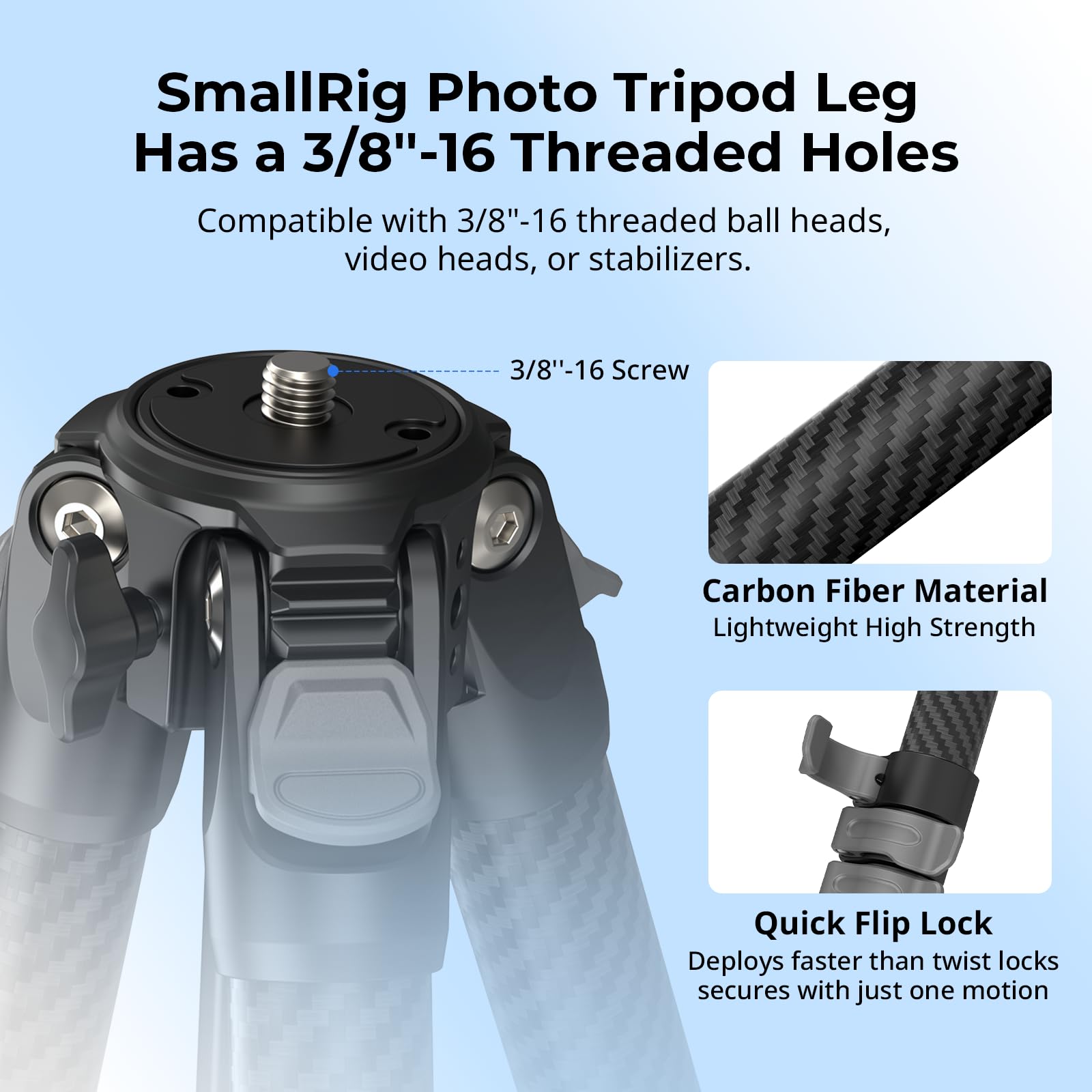 SMALLRIG Trípode portátil de Viaje para fotografía, trípode Compacto de Fibra de Carbono, soporta hasta 5 kg, rótula Suave con Disparo Vertical de 90°, Columna Central Reversible de 180° - 5876
