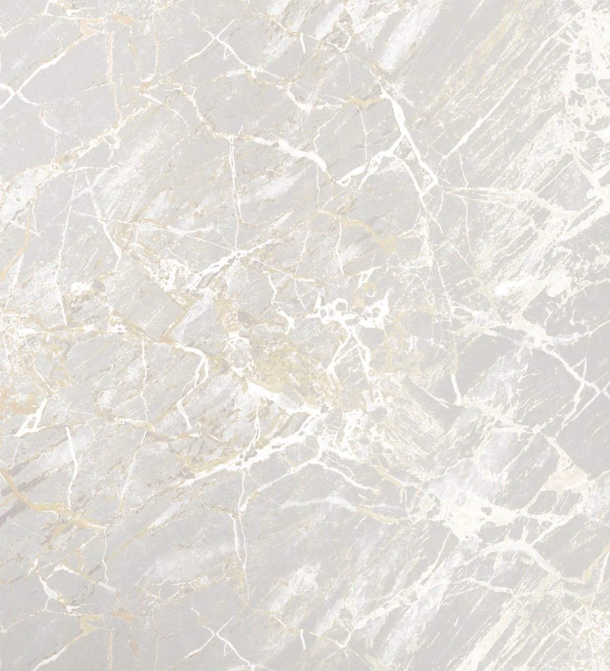 GAULAN 682383 - Papel pintado con efecto mármol gris claro con betas color champagne metalizado para pared salón dormitorio pasillo comedor - Rollo de 10 m x 0,52 m