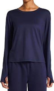Womens Long Sleeve Crewneck Top, Standard Fit, Lightweight Stretch Poly Marled Jersey Fabric