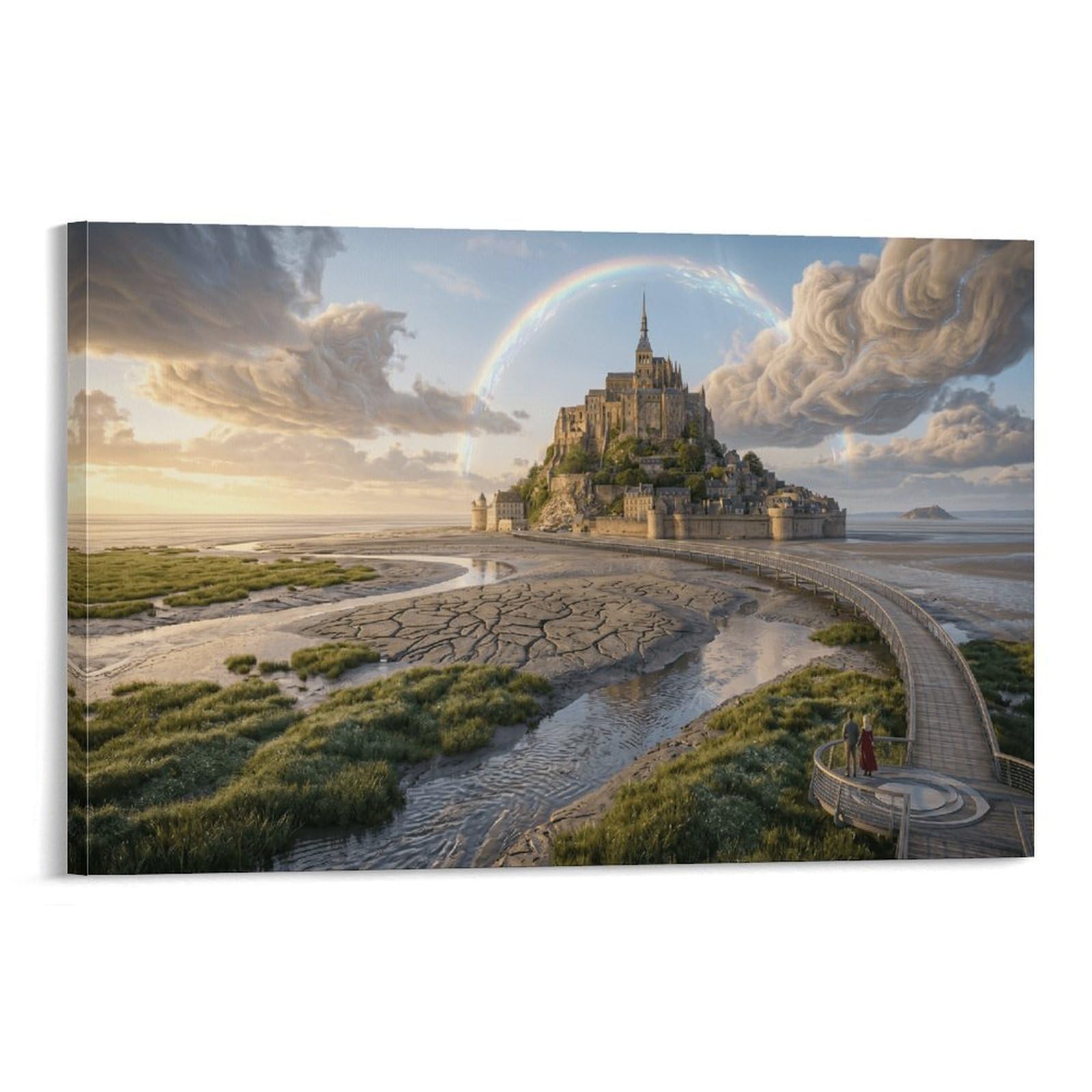 XPASHIQWC Mont Saint-Michel France Poster Artwork Giclee Canvas Prints Modern Canvas Wall Art Picture Wall Hanging for Bathroom Wall Decor 12x18inch(30x45cm)