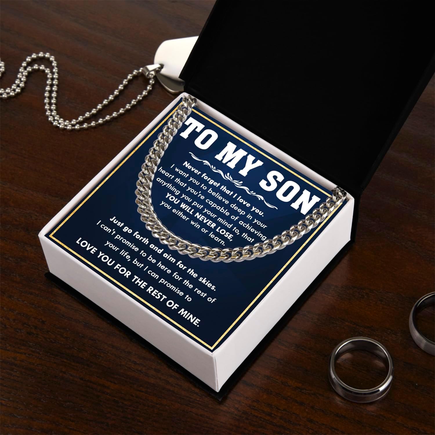 To My Son Necklace From Mom, Christmas Birthday Gift For Sons From Dad, Jewelry With Messager Card For Son, Chain For Him, Meaningful Gifts For Sons From Mother Father - Image 3