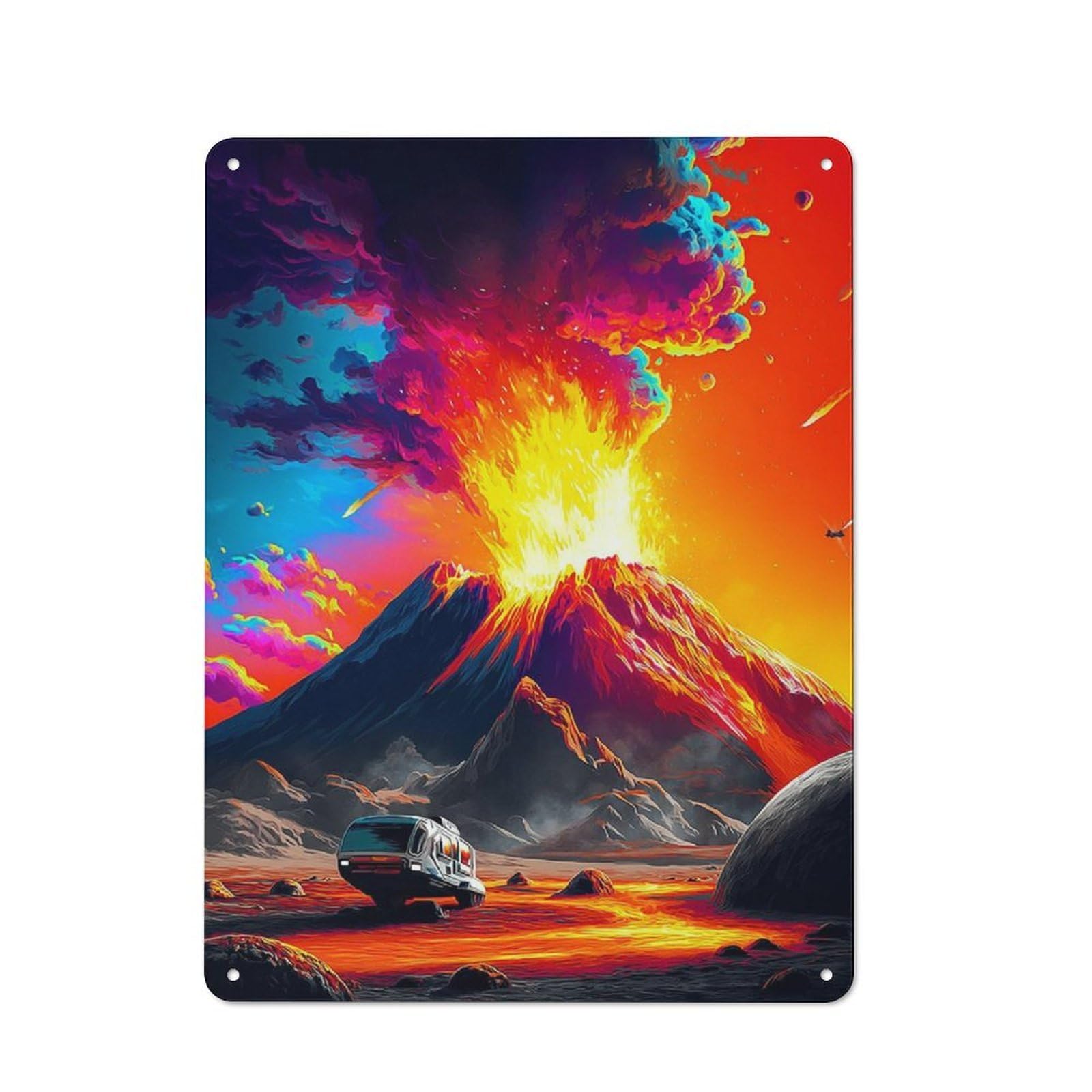 Junmoney Volcanic Eruption On Alien Planet 40X30cm Vintage Tin Sign With For Hobby Room Or Studio, For Winter Interiors And Metal Sign Collectors