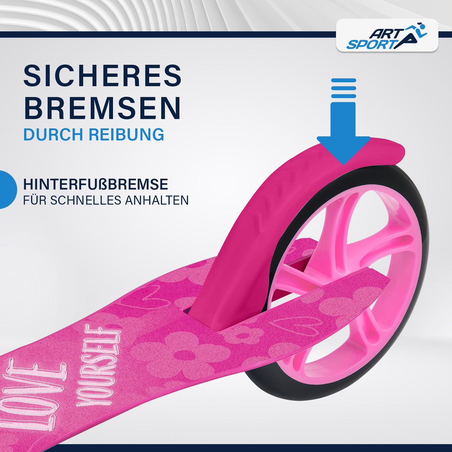 ArtSport® Scooter Cityroller Big Wheel 205mm Räder klappbar & höhenverstellbar - Kinder-Roller ab 3 Jahre - Tretroller bis 100 kg - pink