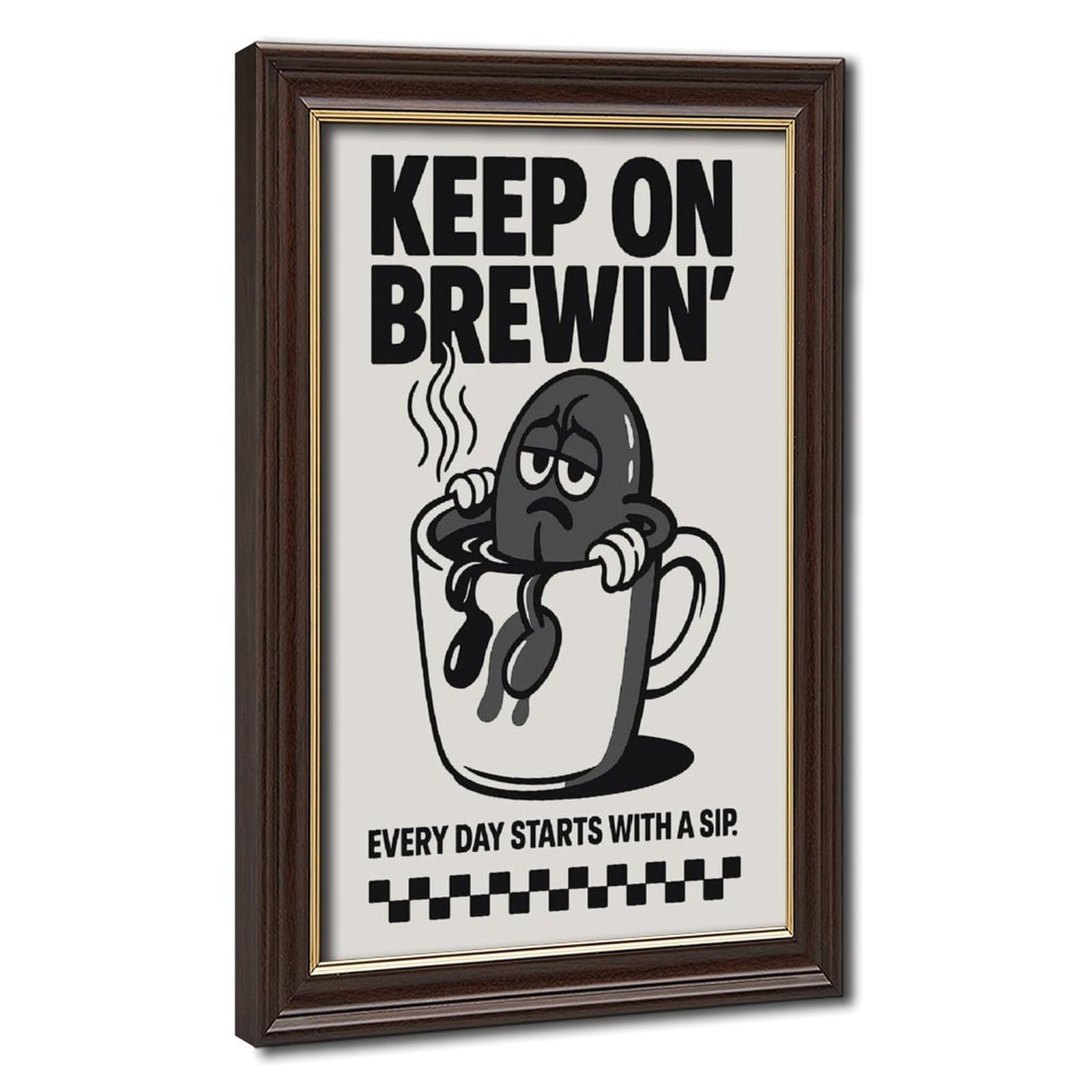 Bareronor Mokume Gane Frame-Style Retro Coffee Canvas Poster For Home Decor Gift