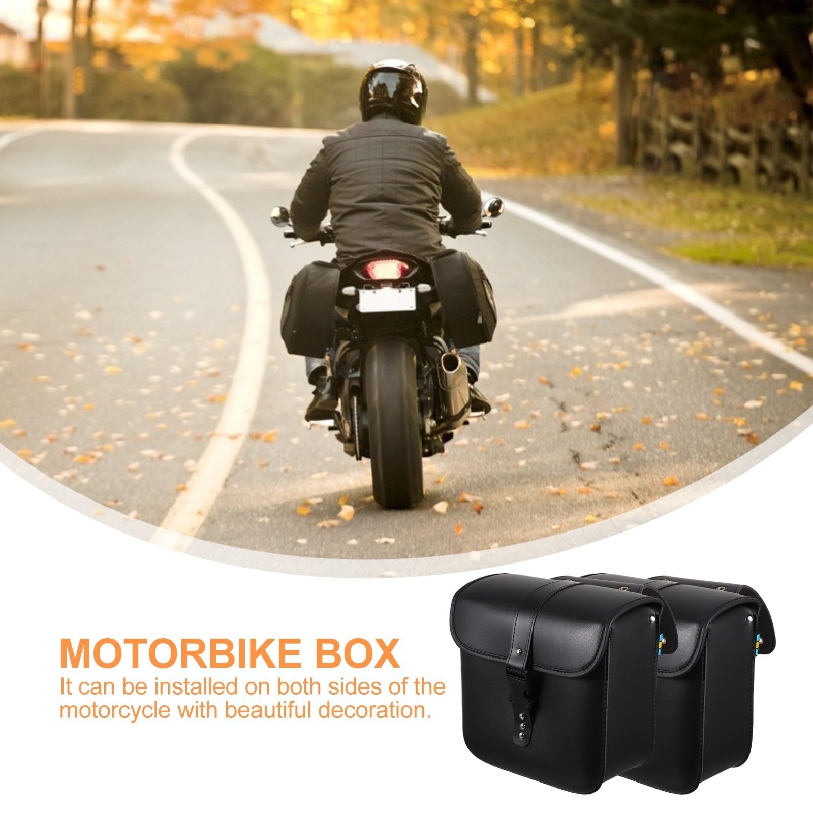 Borsa Laterale per Moto Nero in Pu, Facile da Pulire | Corda, Facile da Montare e Smontare, Portatile, per Motorbike, Pratica per Uso Quotidiano
