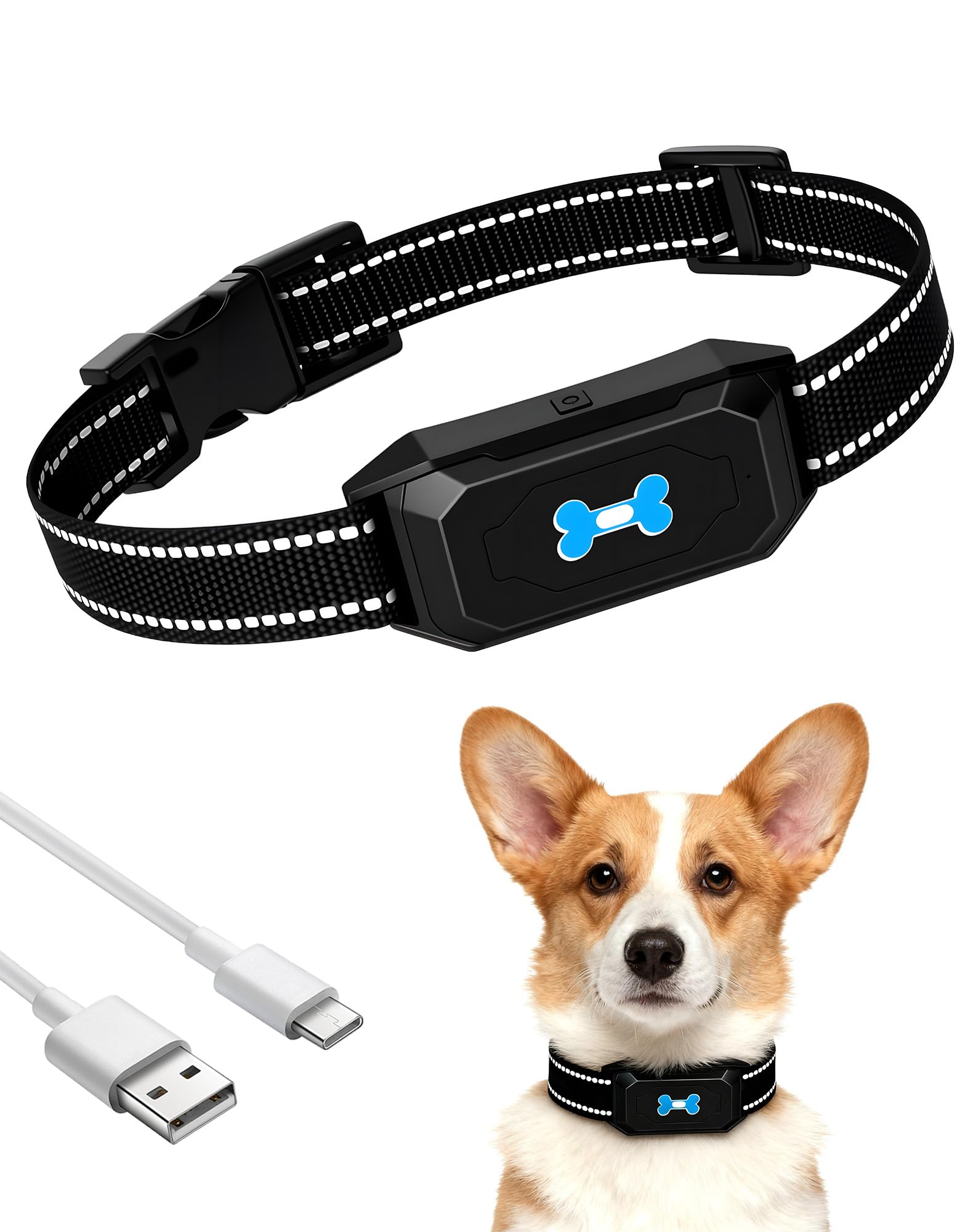 Ouxonix Anti Bark Collar for Dogs, Rechargeable Humane No Shock Bark Collar