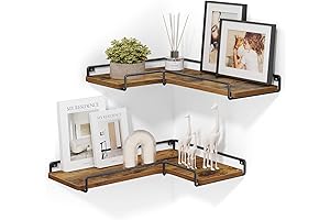 VASAGLE Corner Hanging Wall Shelf Set, Floating Wall Shelves for Decor Storage...