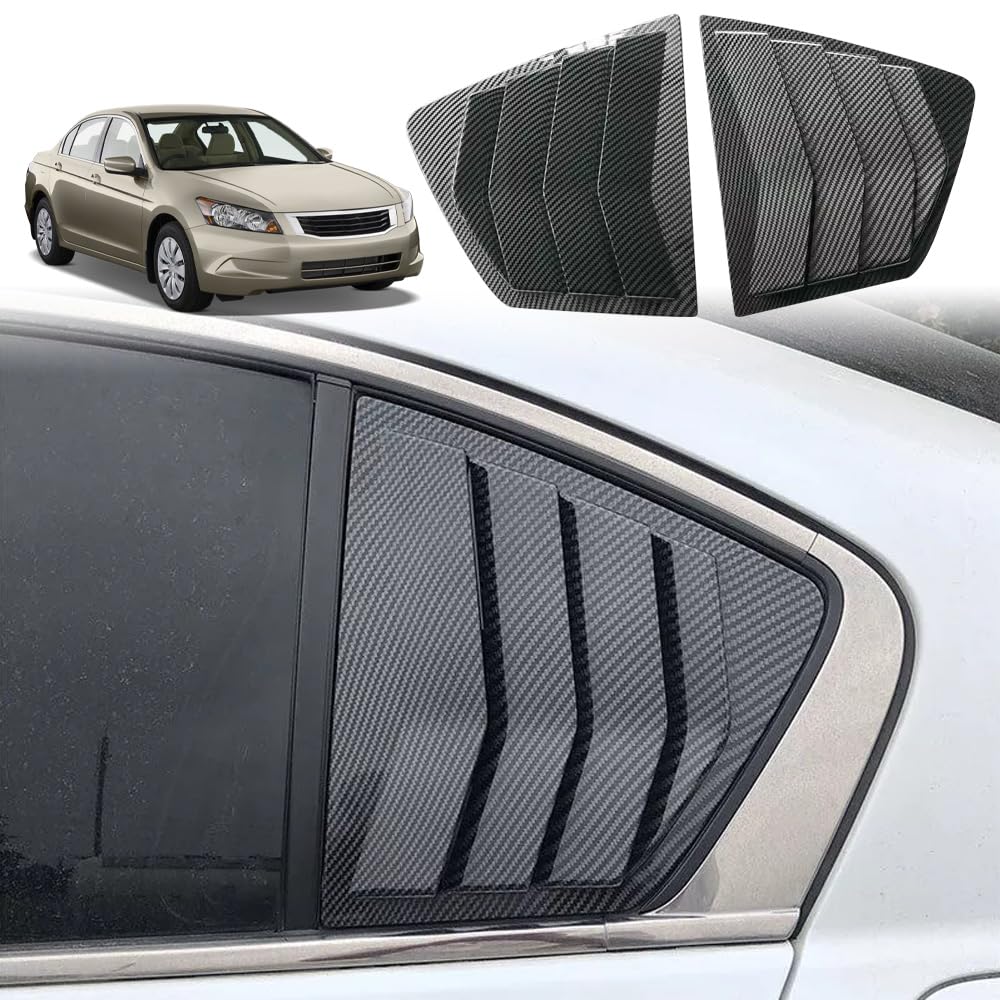 Xhfarce Window Louvers Fits for 8th Gen Honda Accord Sedan 2008-2012 Accessories Rear Side Window Louvers Windshield Sun Shade Cover Auto Exterior Decoration Trim Accessories(Carbon Fiber)
