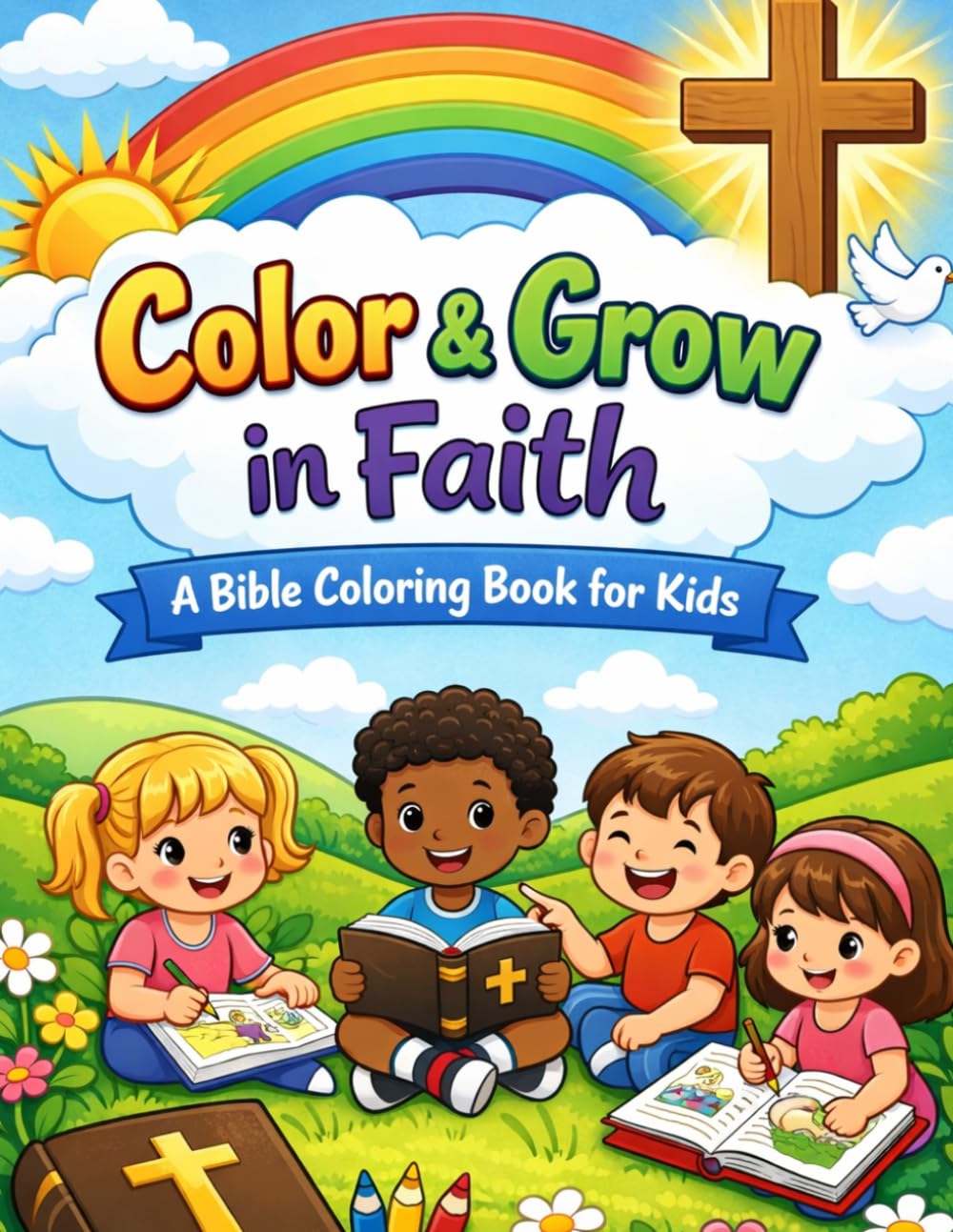 Color & Grow in Faith: A Cute Bible Verse Coloring Book for Kids Ages 3–7