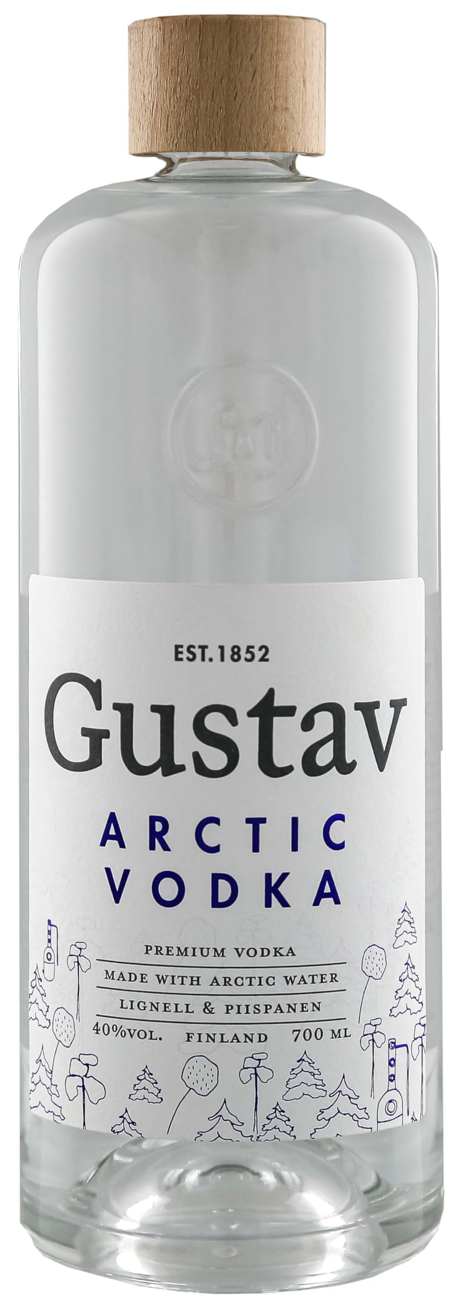 Gustav Arctic Vodka 40% - Premium Wodka - Weich und Trocken Finnischer Vodka - Handgefertigt aus Finnischem Weizen im Norden Finnlands - Alkohol Vodka 700ml