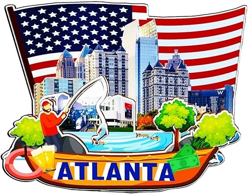 Imán de madera para nevera de Atlanta Georgia USA Monumentos 3D de viaje coleccionables, recuerdos decorativos hechos a mano -1889