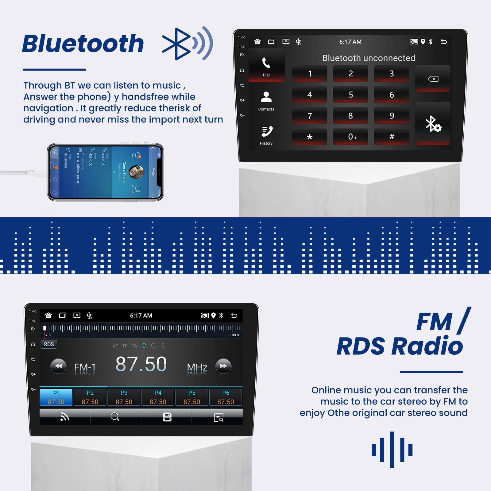 32G Android Autoradio per Ford Fiesta Mk VI 5 Mk5 2002-2008 con GPS Navi WiFi 9 Pollici Autoradio 2 Din con Mirror Link Bluetooth FM/RDS/OBD/DAB+/DVR/EQ/USB Controllo del Volante Telecamera Posteriore