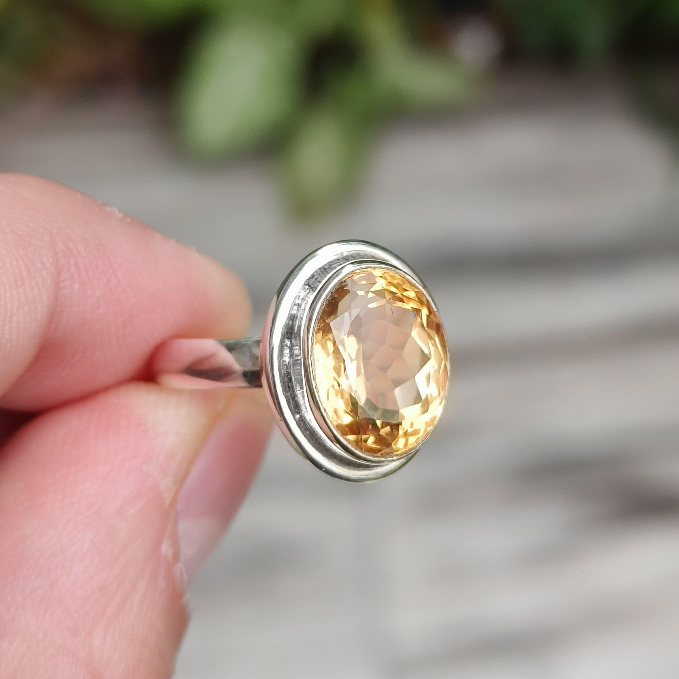 Citrinring, Statement-Verlobungsring aus 925er Sterlingsilber für Damen, natürlicher Citrin im Ovalschliff, handgefertigter Boho-Schmuck, Geburtsstein für November