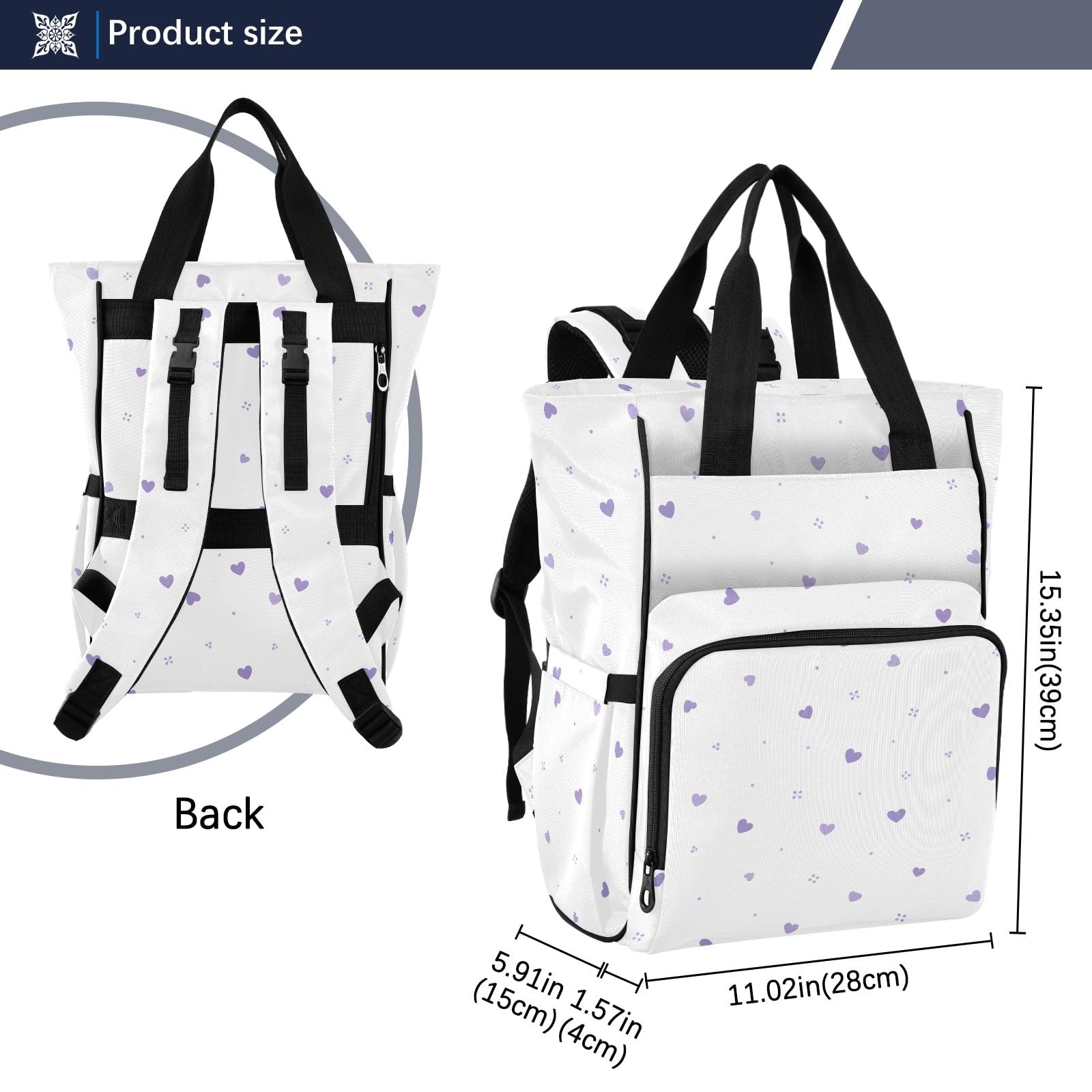 Mnsruu Borsa per pannolini a forma di cuore, grande, impermeabile, da viaggio, per mamme e papà