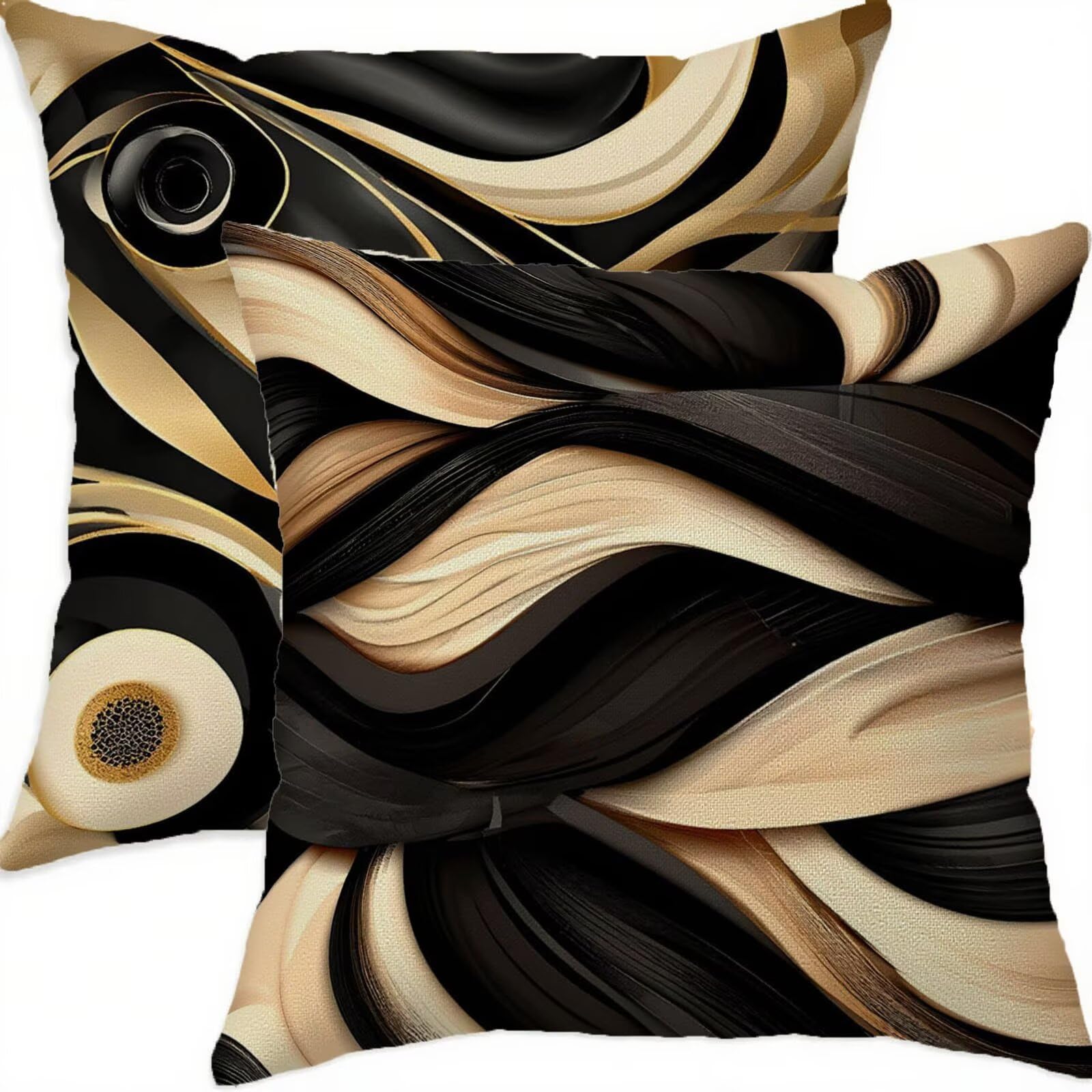 Taie Oreiller et Housses de Coussin 70x70cm noir imperméable fermeture éclair