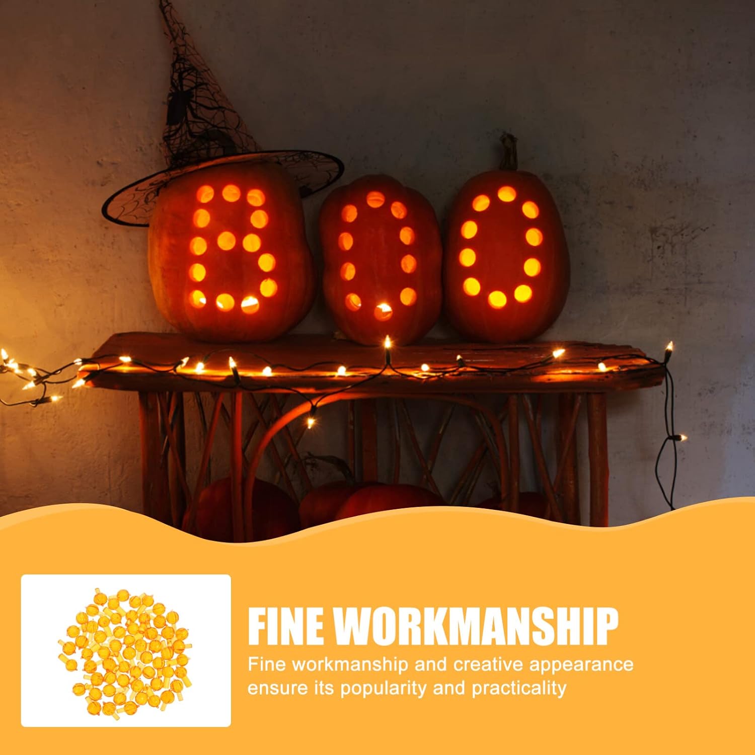 OSALADI 60pcs Pumpkin Light Bulbs Halloween Ceramic Tree Replacement Lights Bulbs Halloween Themed Tree Tops for Decorating Party Trees