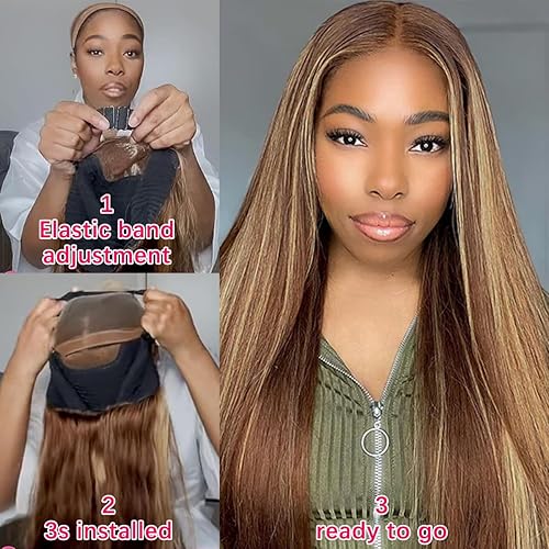 Miniatura 2 de Pelucas de cabello humano con cierre de encaje HD de 5 x 5, sin pegamento, predepiladas, precortadas 427, con reflejos degradados, pelucas de