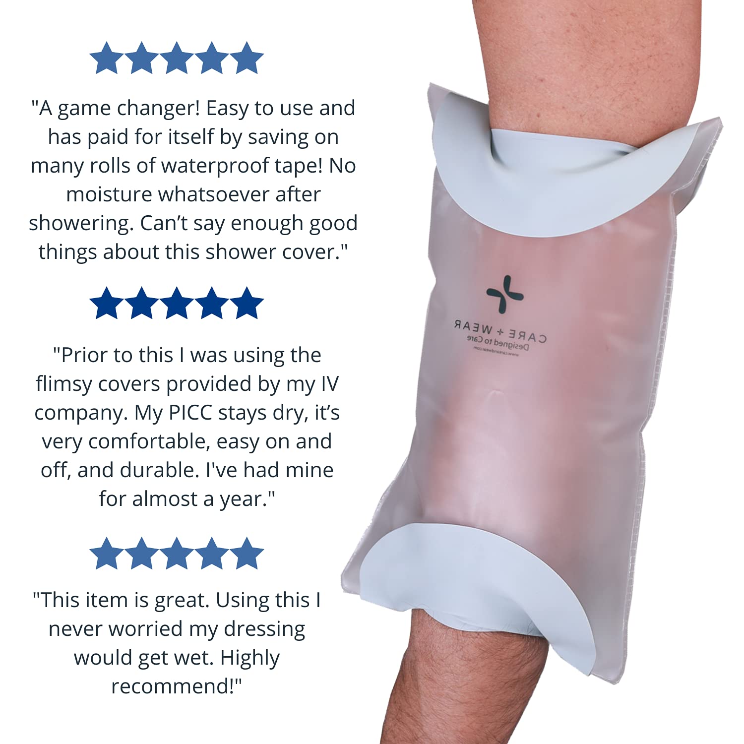 Waterproof PICC Line Shower Cover by Care+Wear PICC Line Cover for Upper Arm That Provides