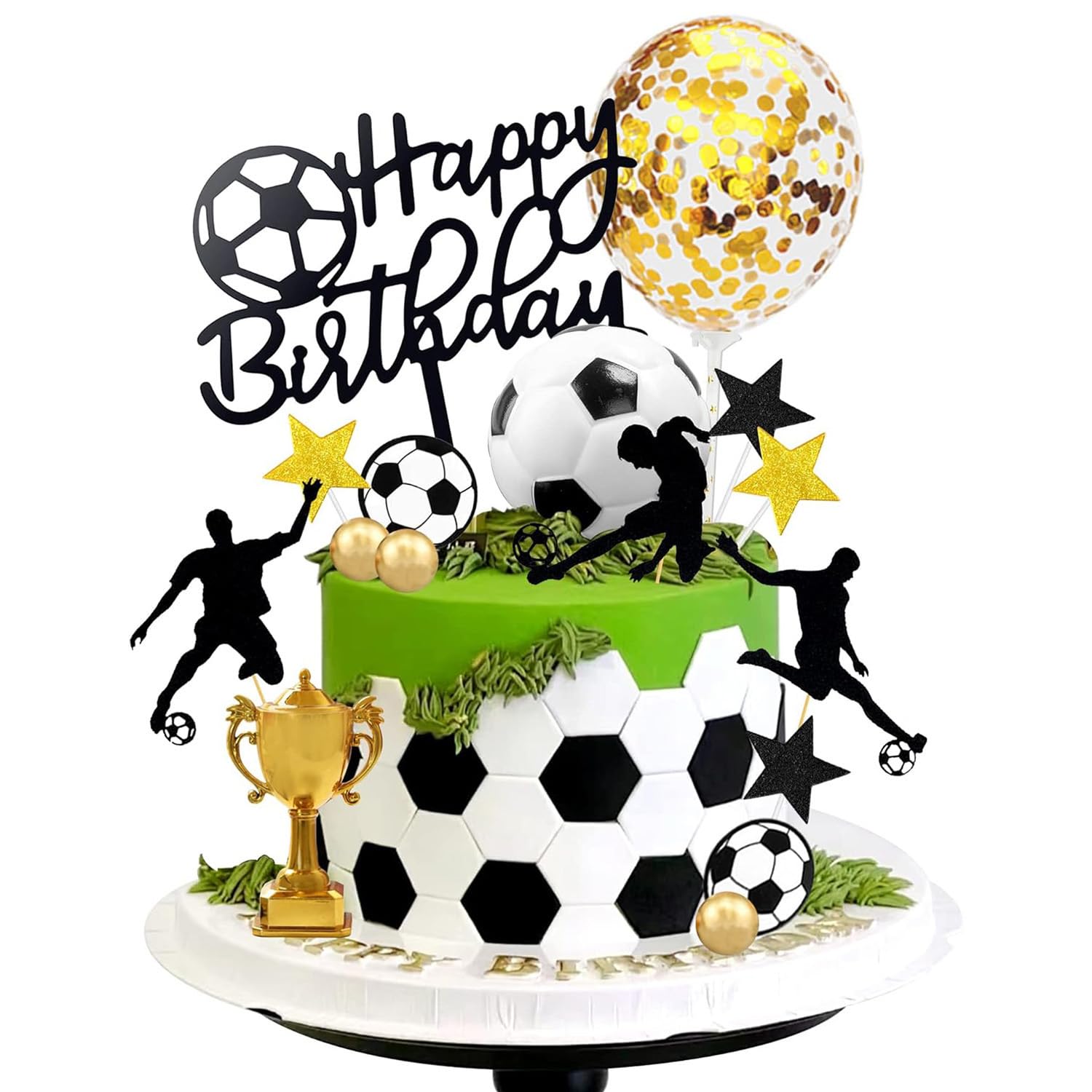 Decorazioni Torta Calcio Compleanno - 28 Pezzi, Topper Per Torta A Tema Calcio Per Ragazzi