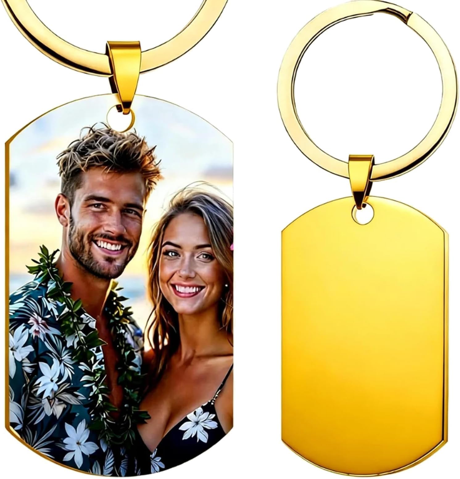 Custom Metal Photo Keychain Personalized Text, UV Color Printing, Unique Memorial Gift for Mom, Dad, Him, Her, Family