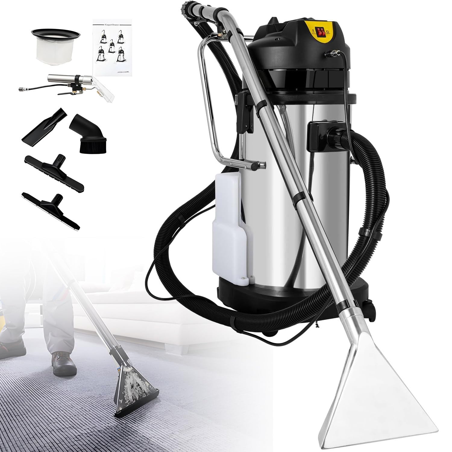GTHTUHFD Portable Carpet Cleaner Machine, 3-In-1 Wet Dry Vacuum For Upholstery, Floors, Hotels And Offices-60L,40l