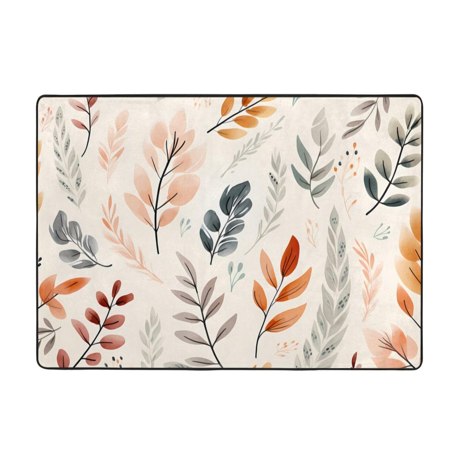 Tapis flanelle haut de gamme à motifs feuilles 203 x 147 cm