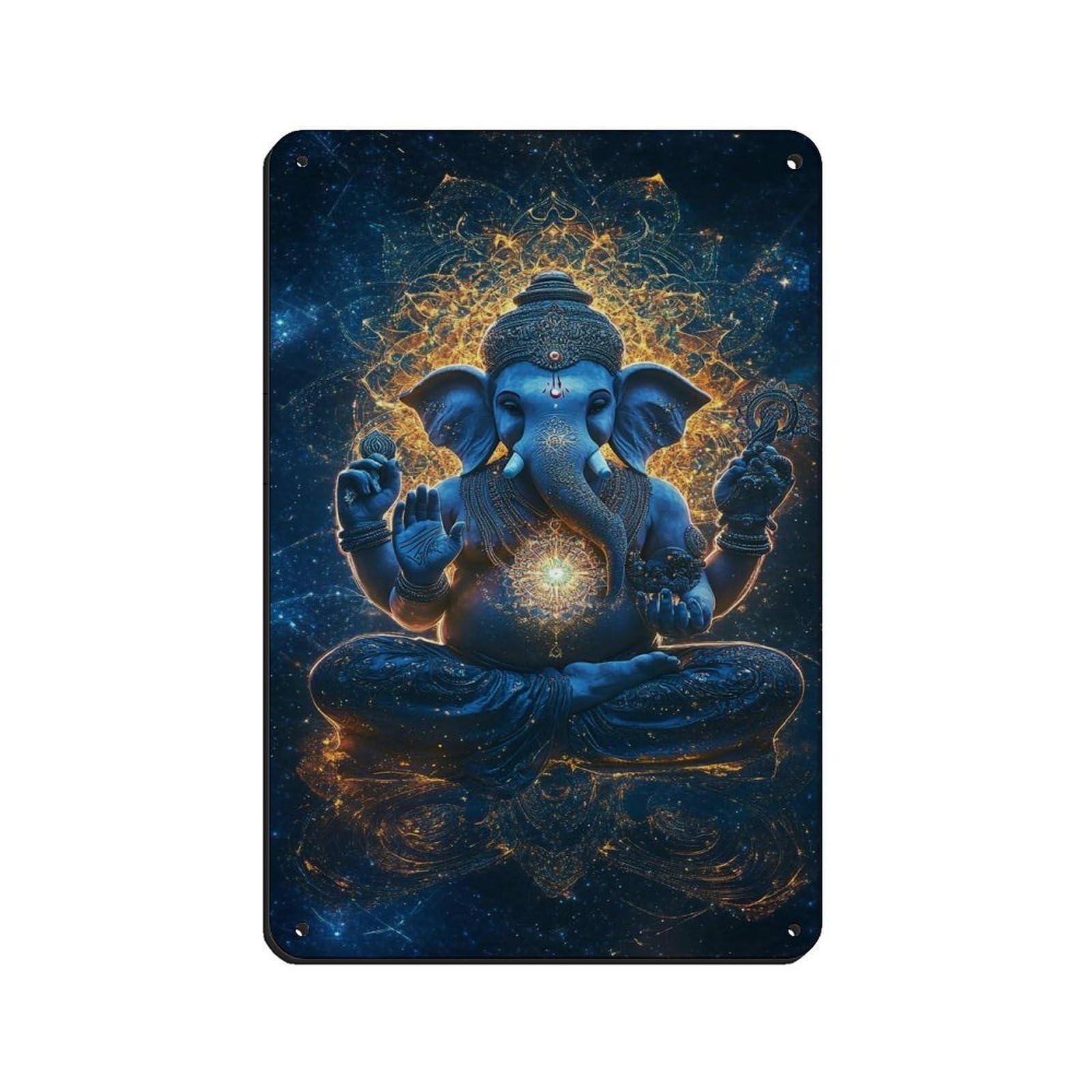 Cosmic Lord Ganesha- Mystical Blue Tin Sign Vintage Metal Pub Club Cafe Bar Home Wall Art Decoration Poster Retro 8x12inch(20x30cm)