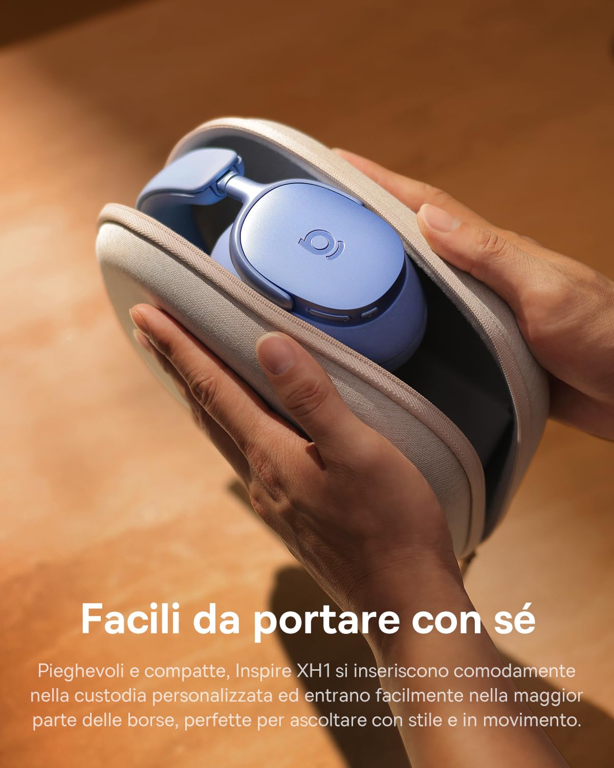 Baseus Inspire XH1 Cuffie Bluetooth Cancellazione Rumore Attiva, Sound by Bose, Nuvola di Conforto, Dolby Audio & Hi-Res per un Suono Incredibilmente Dinamico, Autonomia 100 h, Blu Crepuscolare