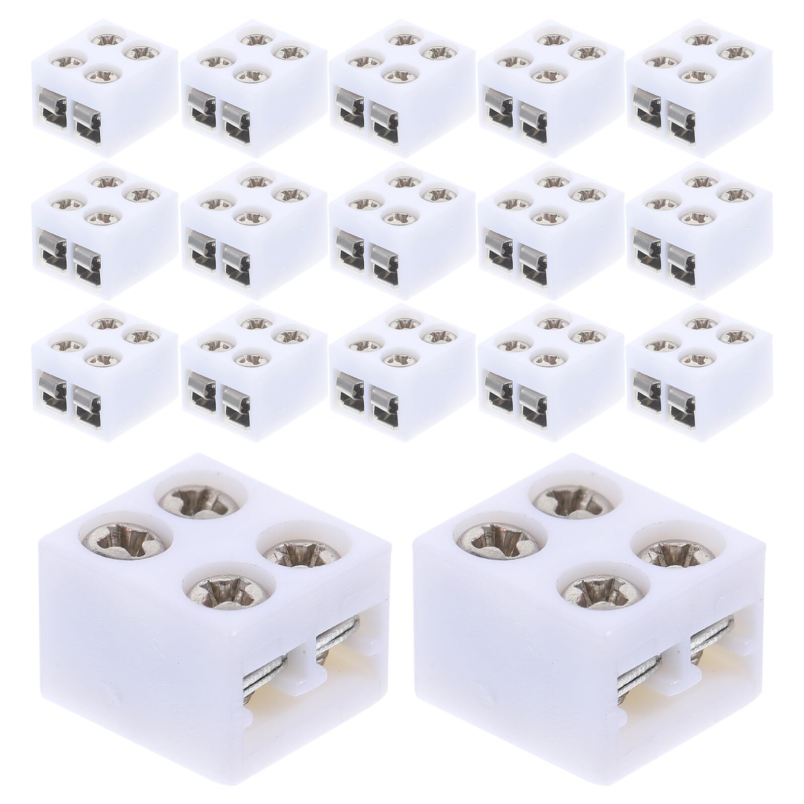Kit de Conectores para Tiras de Luces LED de 2 Pines y 8 Mm Diseño de Tornillo, Compatible Luces LED de 5v/12v/24v y Cables 16-22awg, 50 Piezas de Plástico Blanco