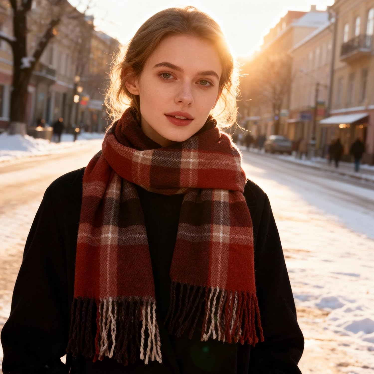 October Elf Christmas Holiday Santa Claus Scarf Plaid Scarf for Women Christmas Winter Warm Large Scarves for Women