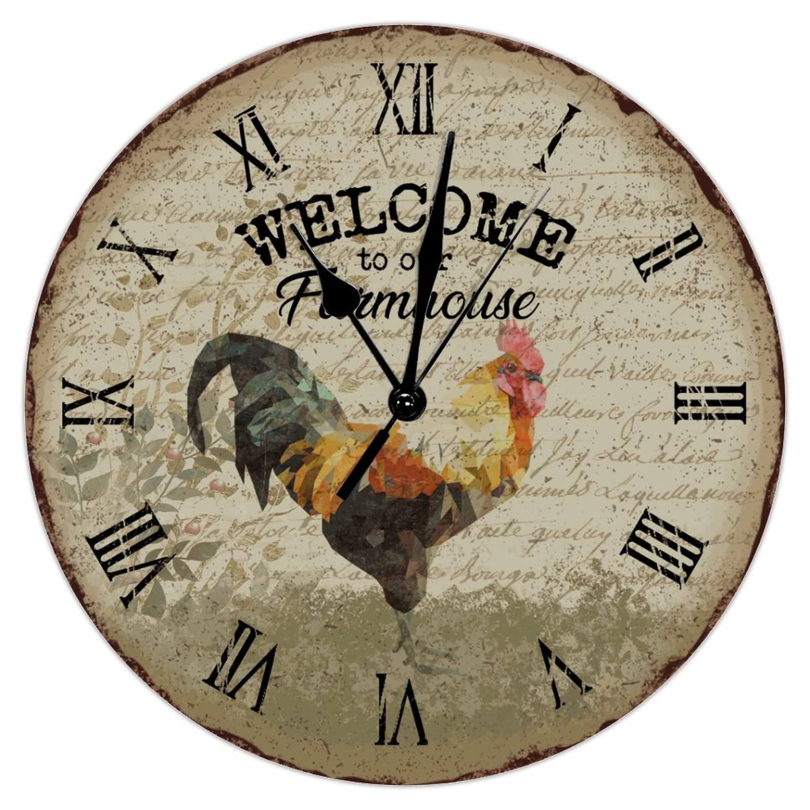 Horloge murale en bois de style rustique au design traditionnel toscan
