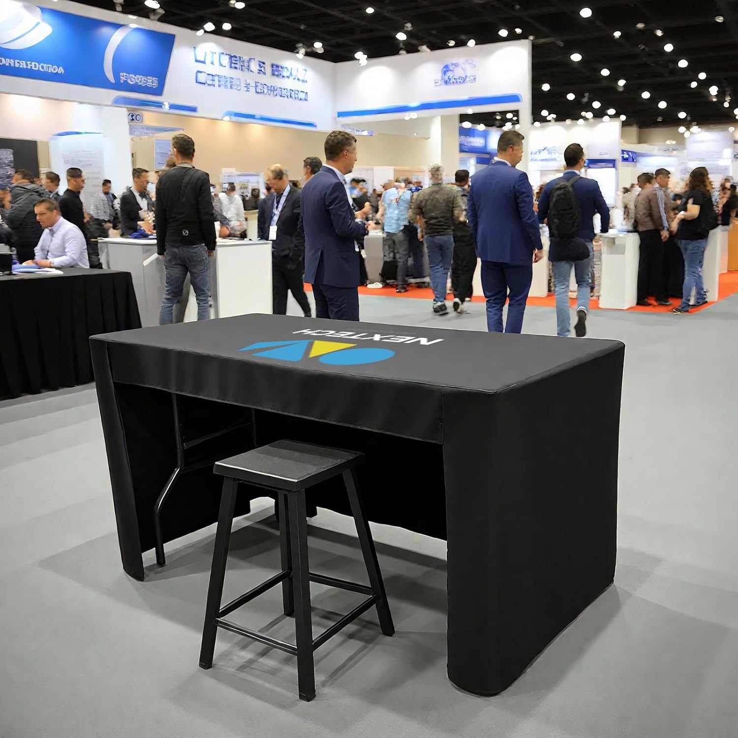 Personalized Customized Tablecloth with Logo 4/5/6/8 FT for Business Tradeshow Events Company School Shop Welfare Organization Anniversary Other Important Events Shipping Next Day (Back Open 4FT)