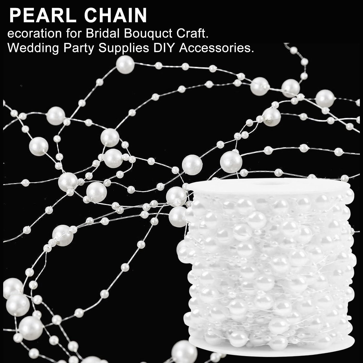 Ruban De Perles 60M Blanc Romantique - Guirlande Perles Artificielles Pour Décoration Mariage Et Bricolage
