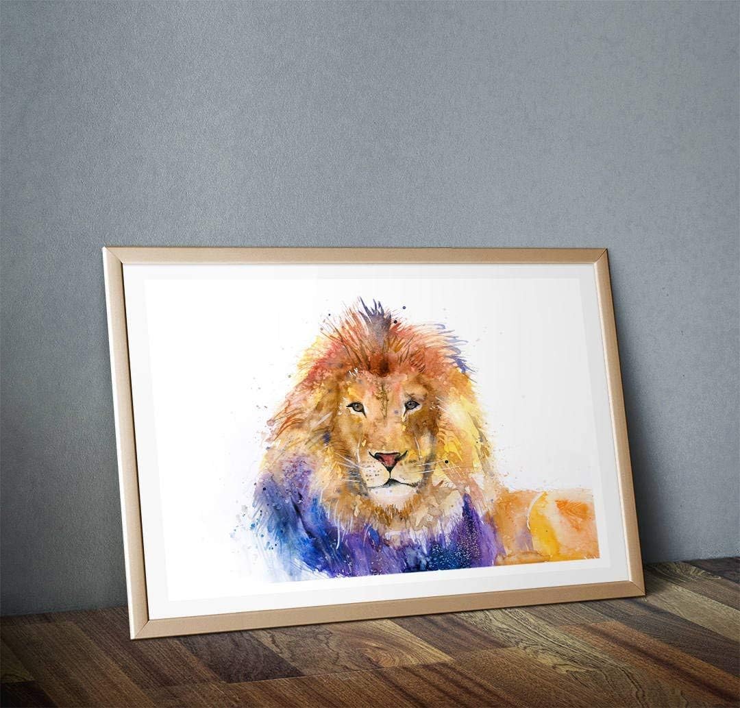Fine Art Print of My Original Lion Head Mane Watercolour Painting Signed A3 A4 Wildlife Animal