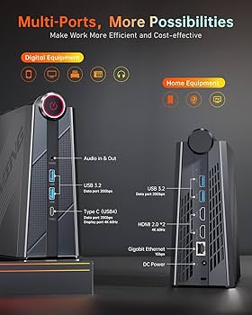 ミニPC AM08 Mini gaming PC Ryzen7-7735HS NiPoGi AM08PRO Gaming Mini PC AMD Ryzen 7 7735HS(up to 4.75