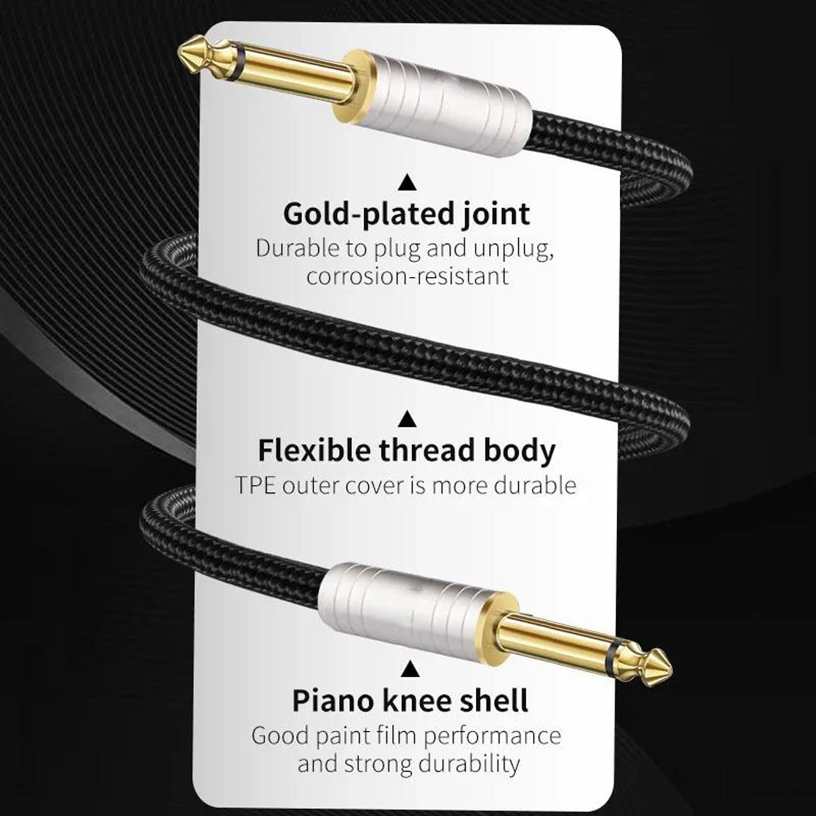 Cavi per strumenti Cavo Per Chitarra Jack 6,5 Mm A 6,5 ​​mm Cavo 6N Placcato Argento 6,35 Mm Jack TS Cavo Per Mixer Per Chitarra Elettrica(10m)