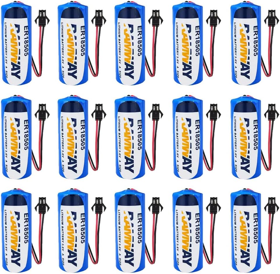 15 PCS A Size 3.6V 4000mAh RAMWAY ER18505 with SM Plug Lithium PLC Industrial Control Battery Non Rechargeable