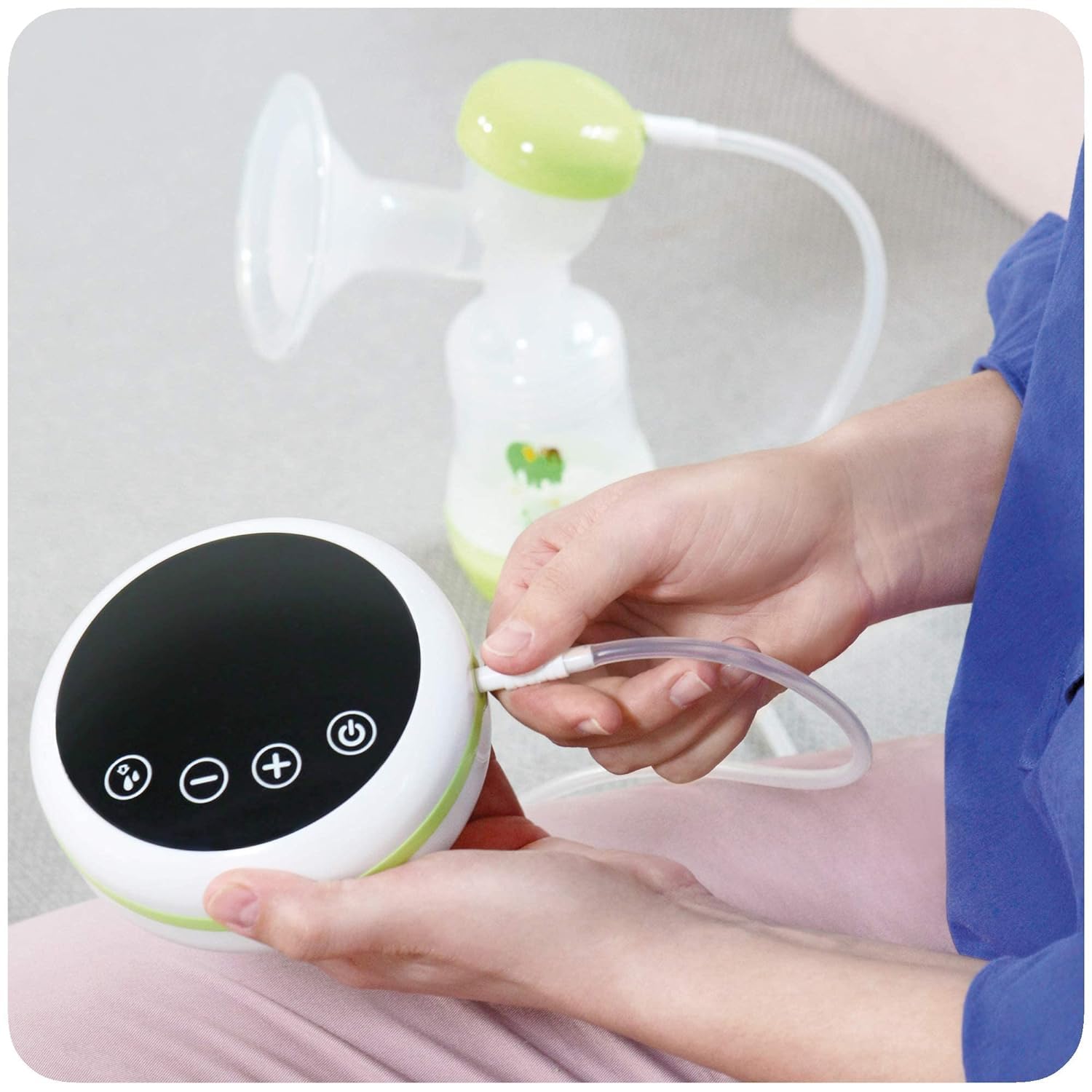 MAM 2in1 Milchpumpe, Hand & elektrisch, inkl. MAM Anti-Colic Flasche | Leises und komfortables Pumpen, weicher Silikon-Brusttrichter, Neugeborenen-Essentials
