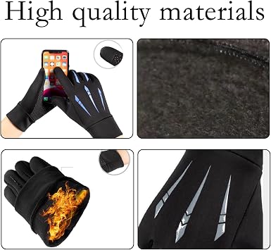 Waterproof Gloves Men, Waterproof Gloves, Cycling Gloves, Outdoor Thermal Waterproof Non-Slip Grip Lightweight Touchscreen Windproof Winter Warm Liner Glove for Men & Women for Driving Walking Running