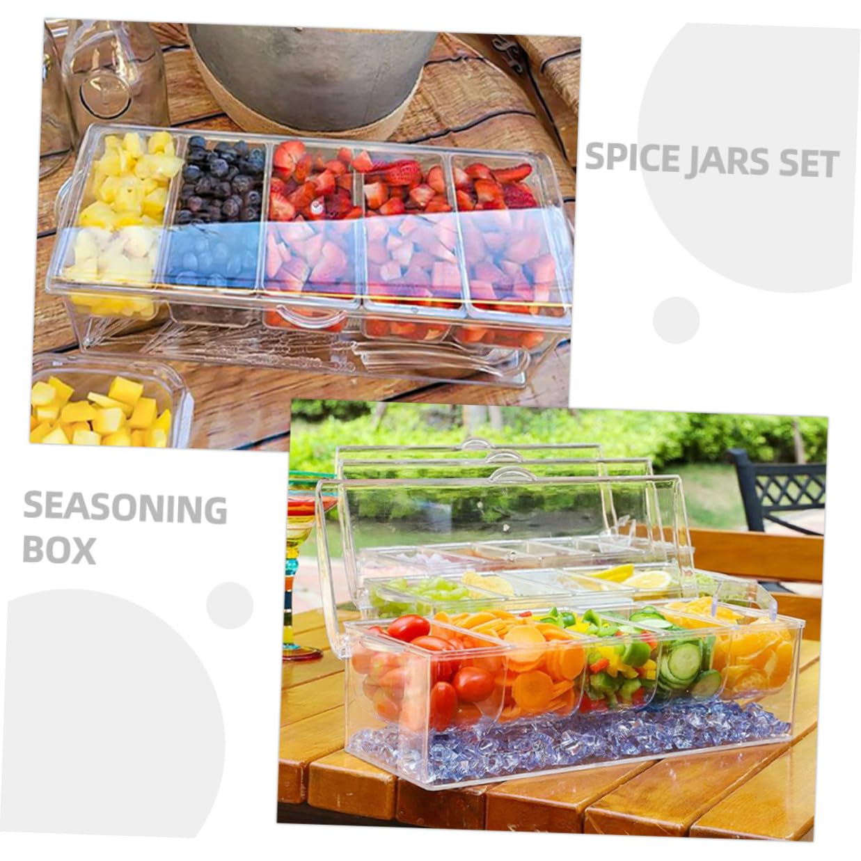 Contenitore Spezie Trasparente con Cucchiaio Scomparti Vasetti Portaspezie Riutilizzabili per Cucina Organizer Condimenti Compatto e Pratico per Conservazione Erbe Riutilizzabile