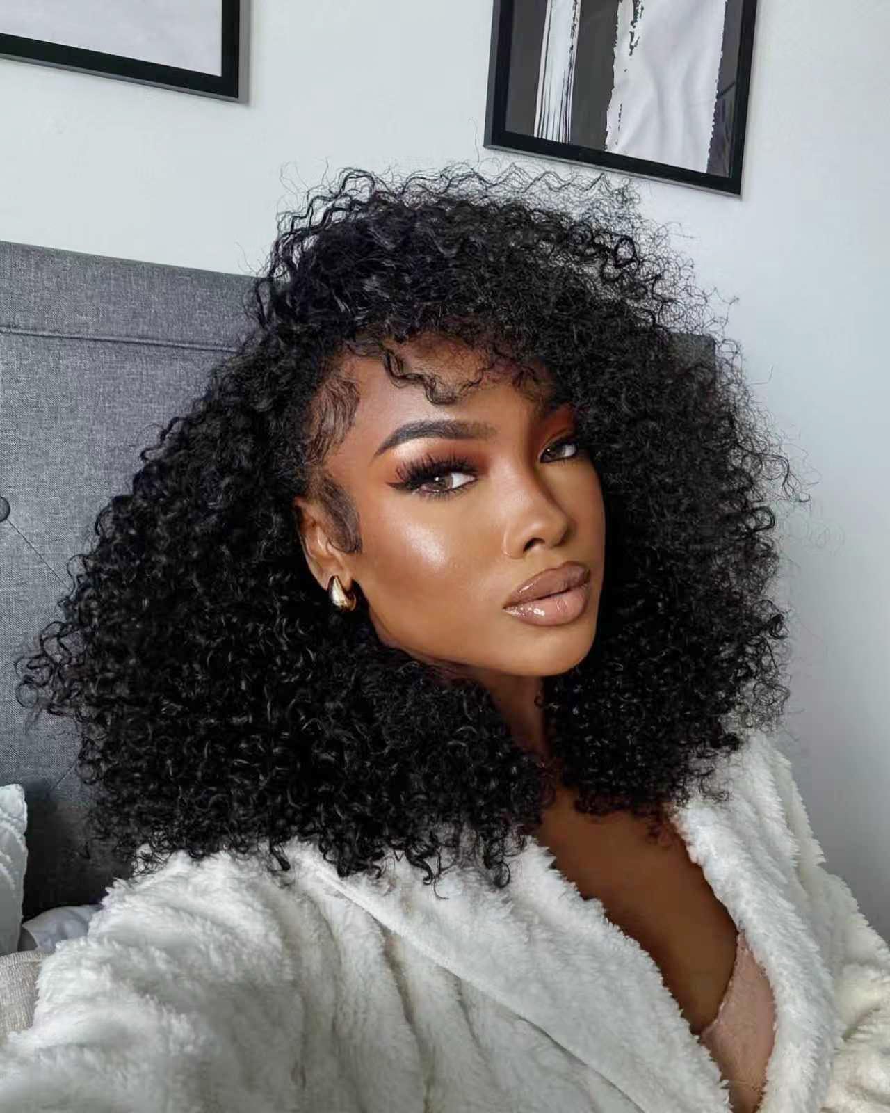 180% Density Curly Half Wig Beginner Friendly Glueless Drawstring Wear and Go OQ Hair Water Wave Half Wig Human Hair Adjustable Drawstring  main image 4